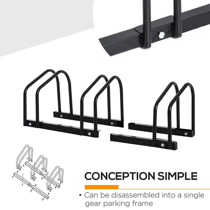 HOMCOM Bike Stand Parking Rack Floor or Wall Mount Bicycle Cycle Storage Locking Stand (3 Racks, Black)