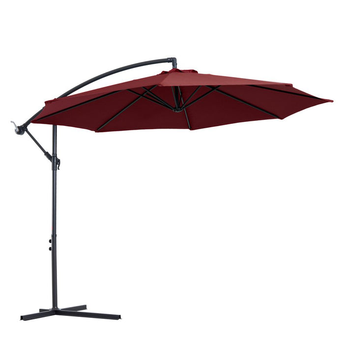 High-Quality Garden Banana Parasol Umbrella w/ Base - Outsunny