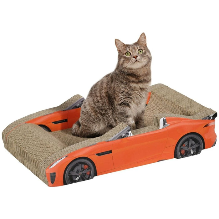 Cat Scratching Board | Car-shaped design doubles as a comfy bed for cats | Red