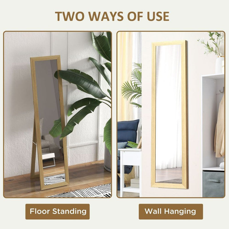 HOMCOM Full Length Mirror, Farmhouse Wall & Floor Mirror - Hanging & Freestanding