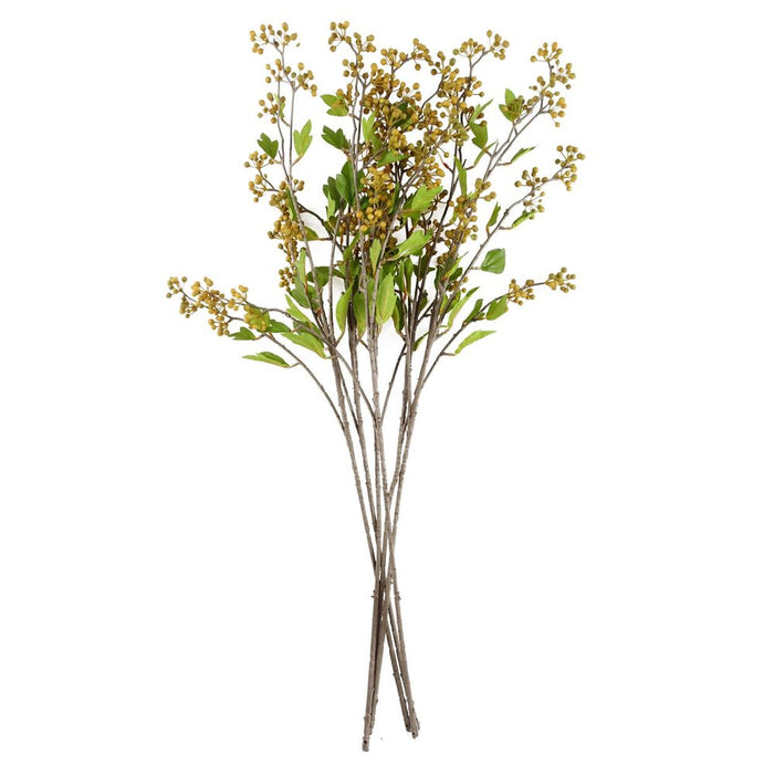 Vibrant Pack of 6 Artificial Yellow Berry Stems - Premium Quality, 90cm Height