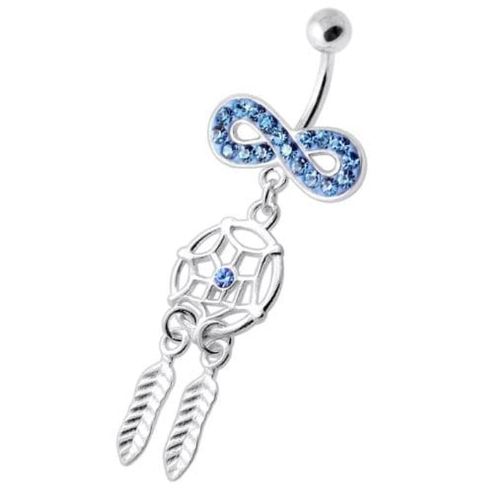 Infinity with Dream catcher Dangling Belly bar