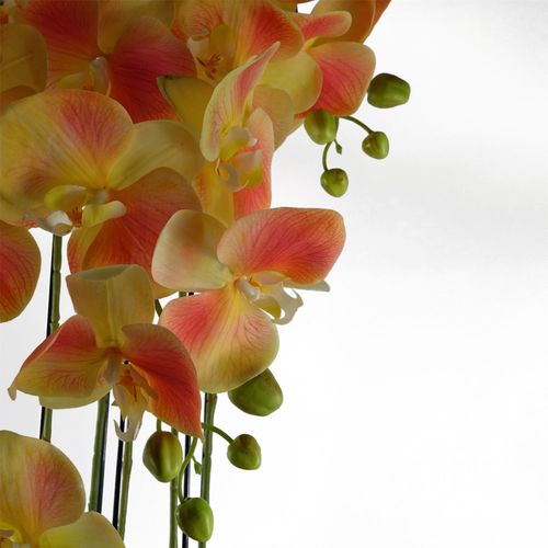 110cm Large Yellow Peach Orchid Plant - Artifcial - 41 REAL TOUCH flowers