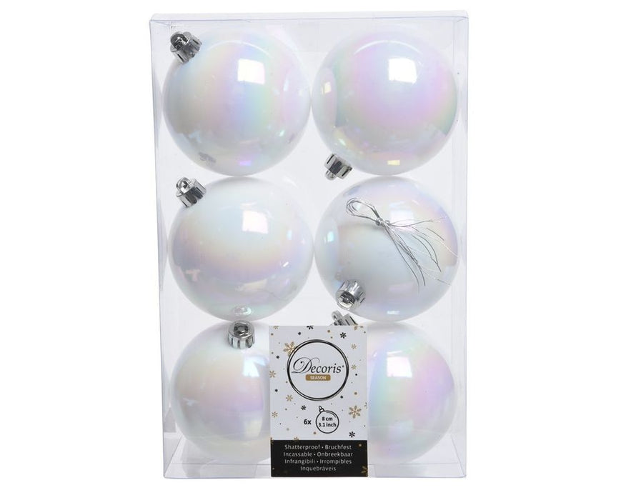 Shatterproof Iridescent Bauble  8cm Pack of 6 - Christmas