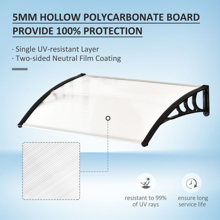 Clear Polycarbonate Curved Awning - 75x120x23 cm - UV Resistant - High Quality