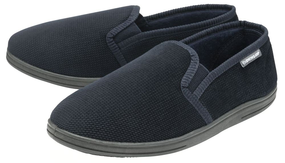 Dunlop - Men's Lloyd Slippers - Memory Foam Cushioning - Plush Lining - Hard Wearing Rubber Sole