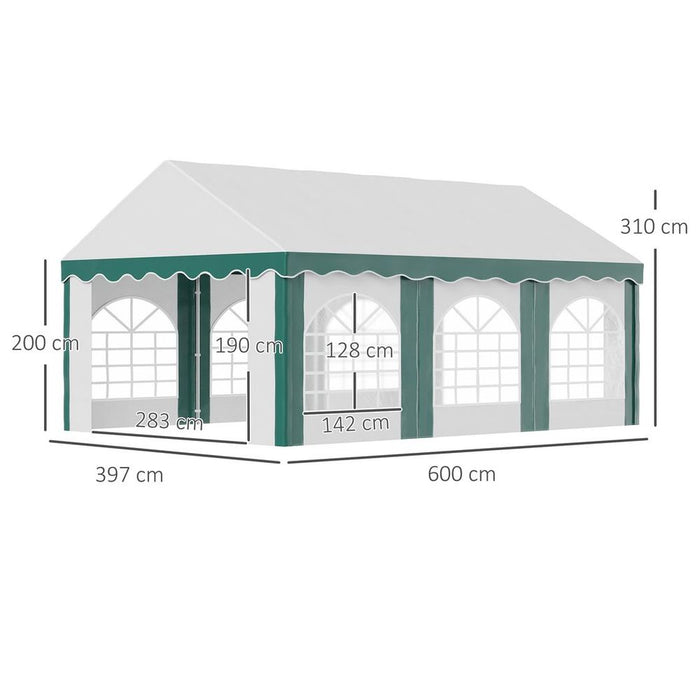 Premium 6x4m Marquee Gazebo, Double Door Party Tent for Weddings & Events