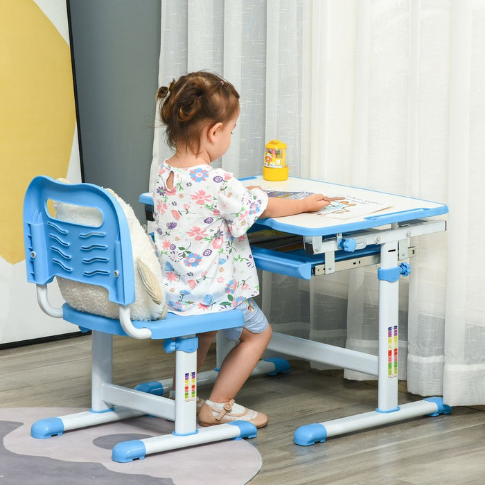 Adjustable Kids Desk & Chair Set with Drawer | Ergonomic & Sturdy | Ideal for Ages 6-12