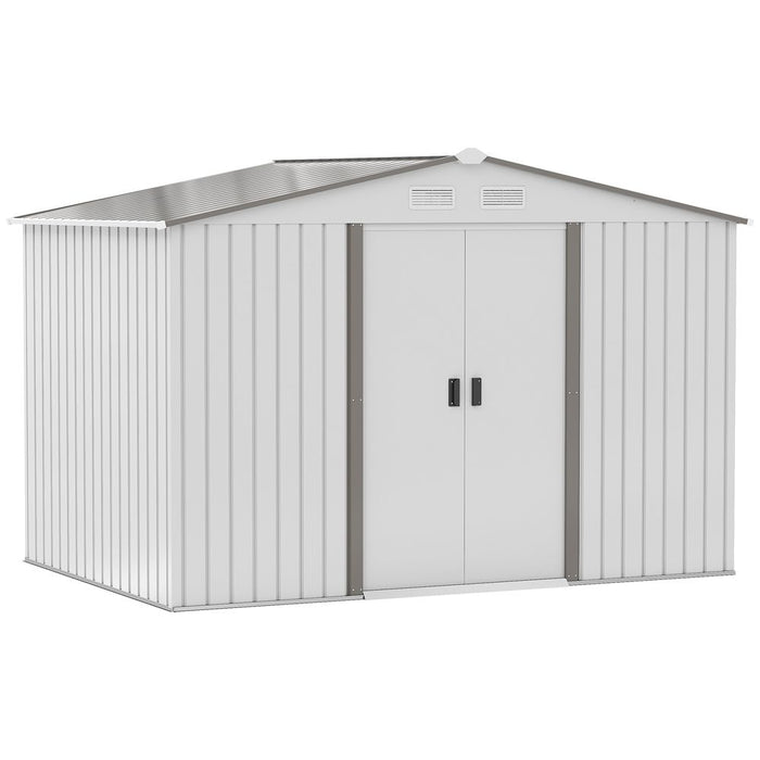 Garden Shed Storage Large Yard Store Sliding Door Metal Roof Tool Box Silver