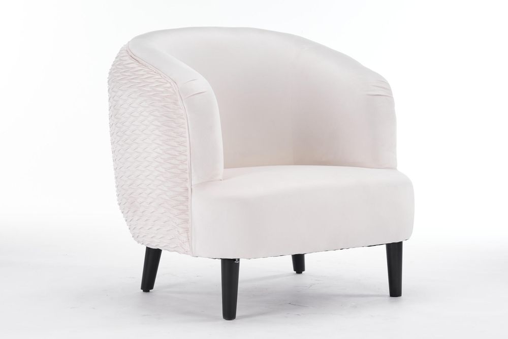 Premium Cream Velvet Arm Chair - 77CM - High Quality - Stylish & Modern - Ideal for Home & Office