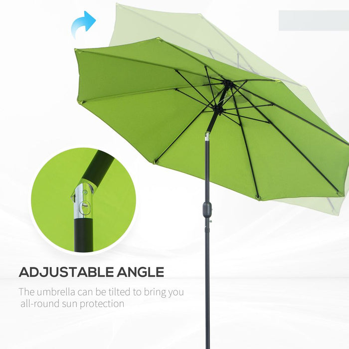 Premium Lightweight 2.7M Patio Sun Umbrella - Aluminium Canopy Tilt - Green