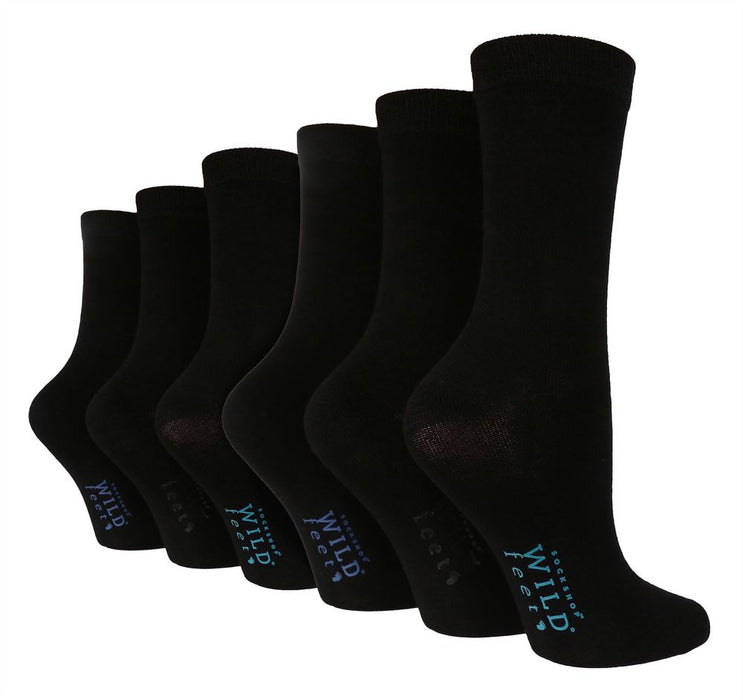 Wildfeet - Ladies 6 Pair Value Pack Bamboo Socks with Foot Patterns