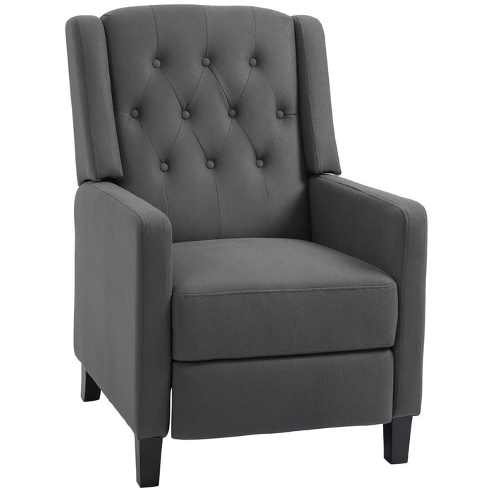 Premium Grey Recliner Armchair - HOMCOM, Button Tufted, Microfibre Cloth