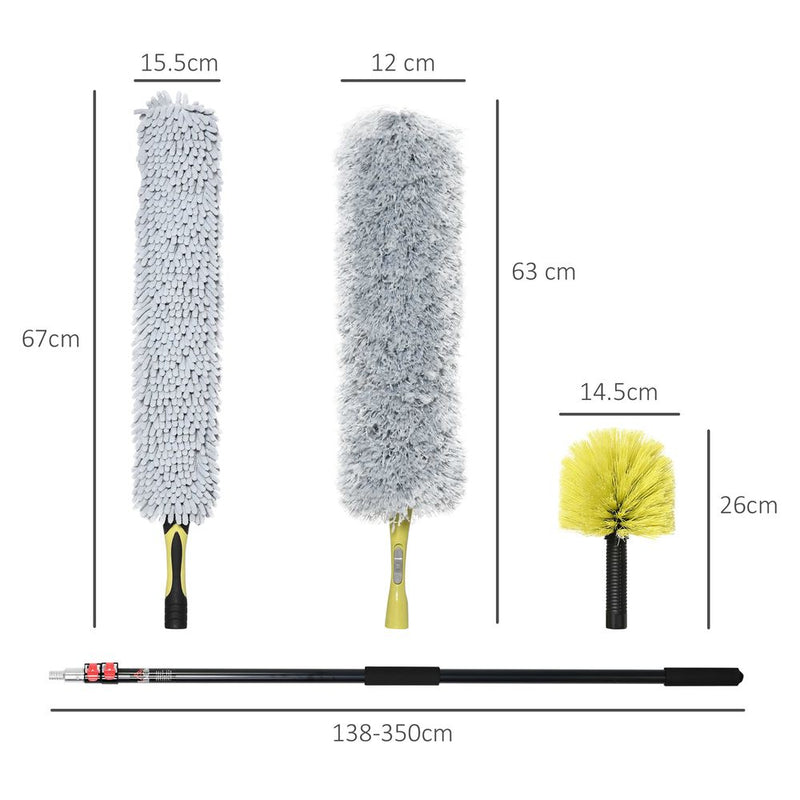 Pro-Grade Extendable Feather Duster Kit - 3.5m Telescopic Pole