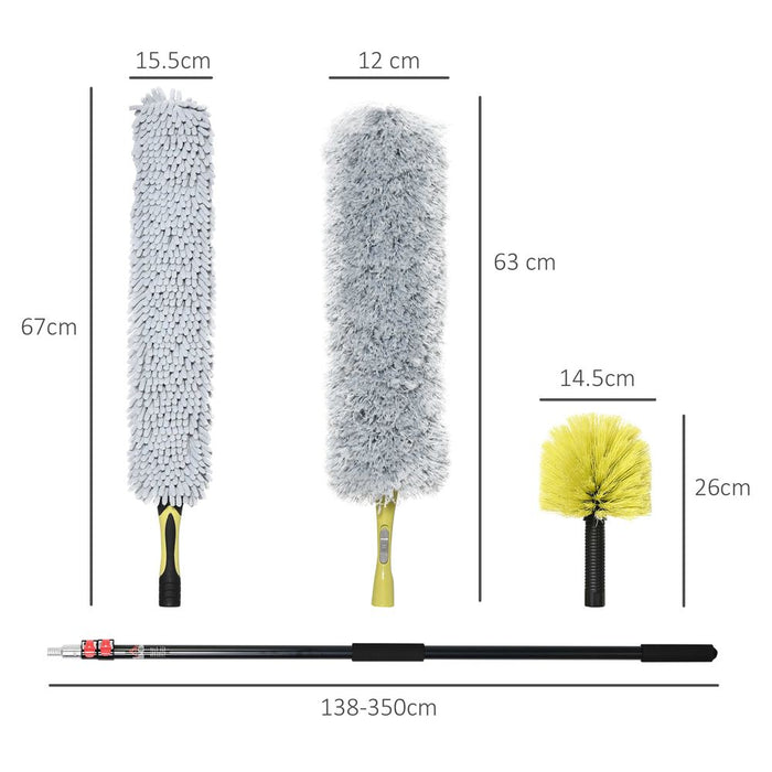 Pro-Grade Extendable Feather Duster Kit - 3.5m Telescopic Pole