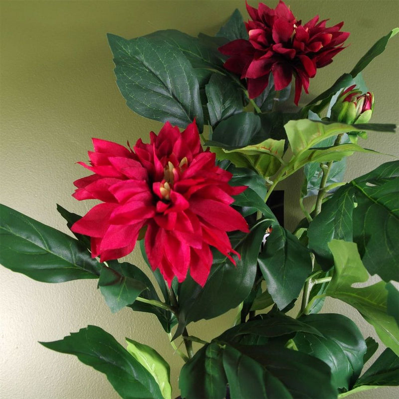 High-Quality Artificial Red Dhalia Flowering Plant - Lifelike Decor for All Settings