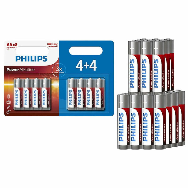 Phillips Ultra Alkaline AA Batteries, Long Lasting Power, 8 Pack