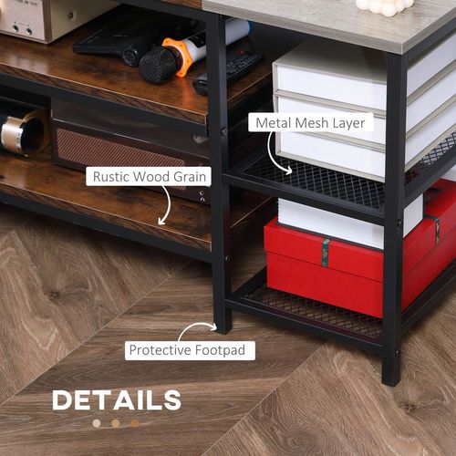 TV Unit Cabinet for TVs up to 65Inches with Shelves Brown and Grey HOMCOM