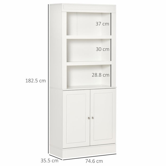 6-Tier Shelving Kitchen Cupboard, Double-Door Sideboard, White - High Quality & Stylish