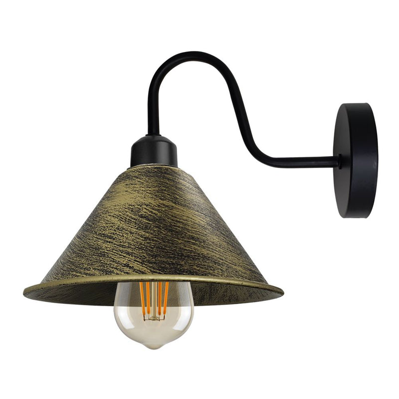 Brushed Brass Vintage Wall Light Fixture - Black Wall Sconce - E27 Base - High-Quality Craftsmanship