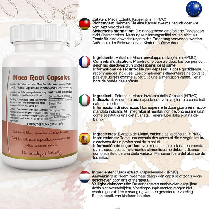 Maca Root Capsule - High Quality Peruvian Ginseng Supplement for Optimal Health and Wellness