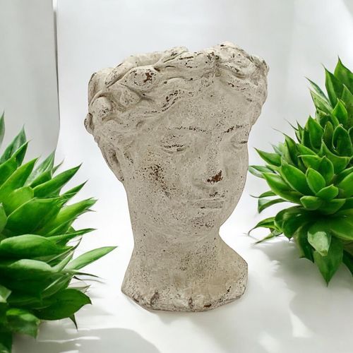 26CM CREAM CEMENT BUST POT