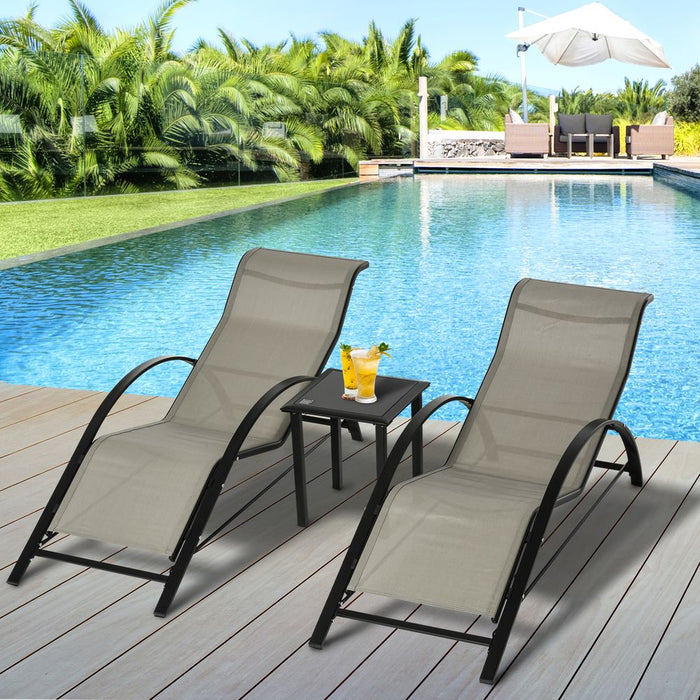 Durable 3-Piece Garden Lounge Chair Set with Table - Grey Outsunny