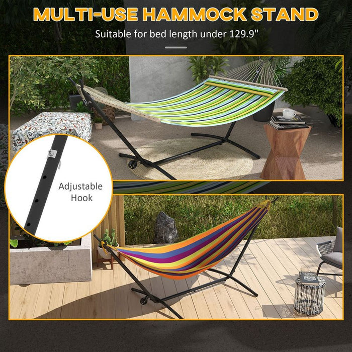 Outsunny Hammock Stand w/ Wheels, Adjustable & Portable - Best Quality Metal Stand for Outdoor Relaxation - Black