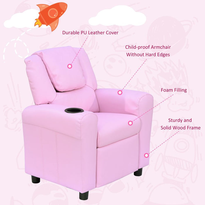 Premium Kids Recliner Armchair - Fun & Comfort for Boys, Girls - Sturdy, Safe, Stylish - HOMCOM