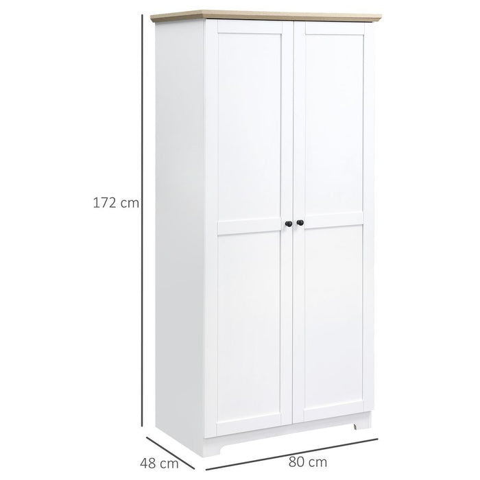 White Wooden Storage Cabinet - 172cm, 2 Doors, 4 Shelves - High Quality & Spacious