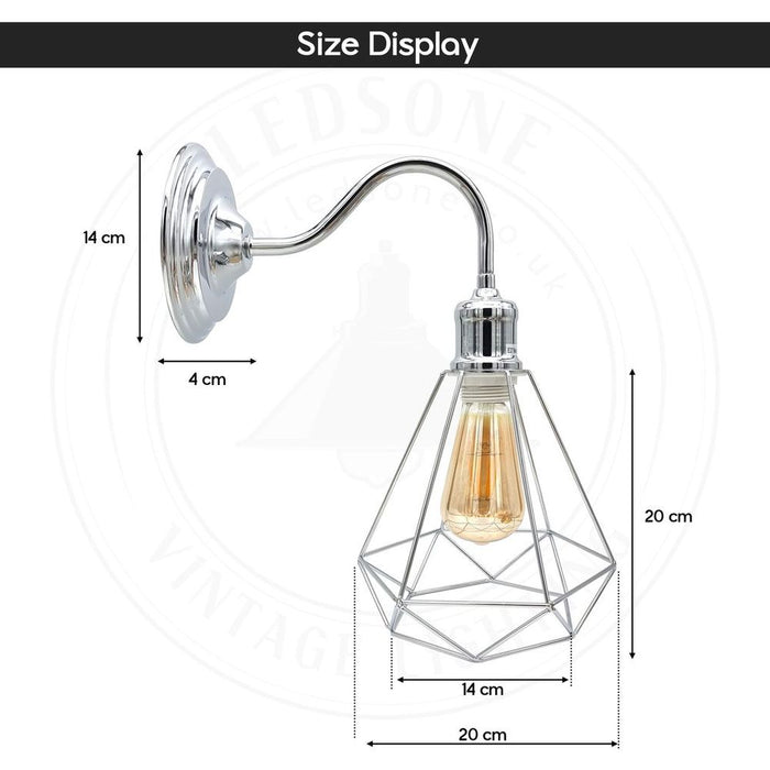 Modern Industrial Wall Sconce Light - Chrome Wall Lamp with E27 Fitting