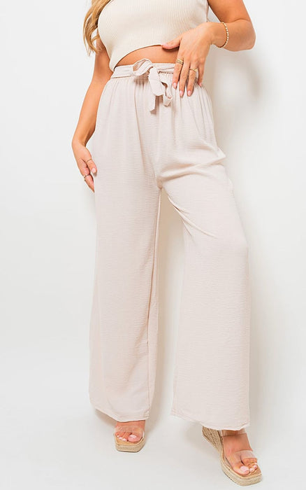 Lauryn Drawstring Waist Wide Leg Trouser: Chic & Comfortable Pants