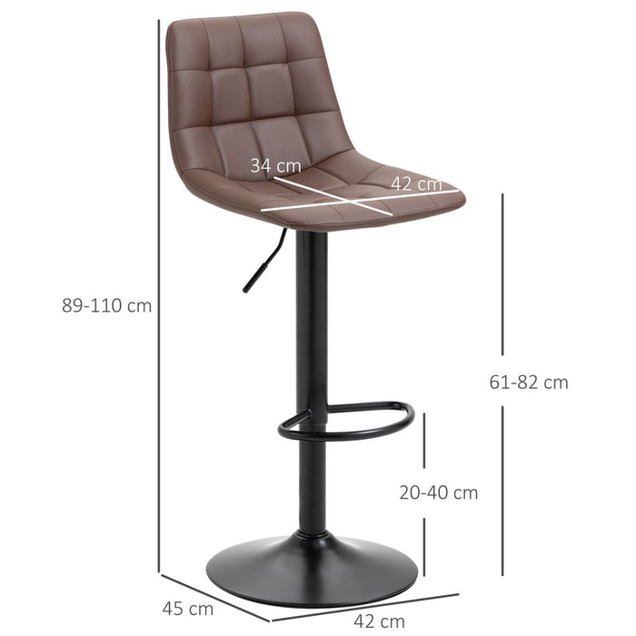 Premium Brown Adjustable Stools: Swivel & Footrest, Set of 2 - High-Quality Pub Home Furnishings