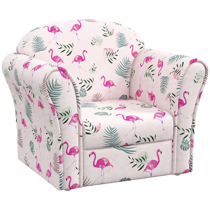 AIYAPLAY Kids Sofa Chair with Flamingo Design for Bedroom, Playroom, Pink