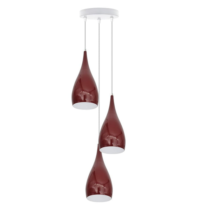 4 Head Modern Industrial Metal E27 Burgundy Teardrop Pendant Light Hanging Light Fixture