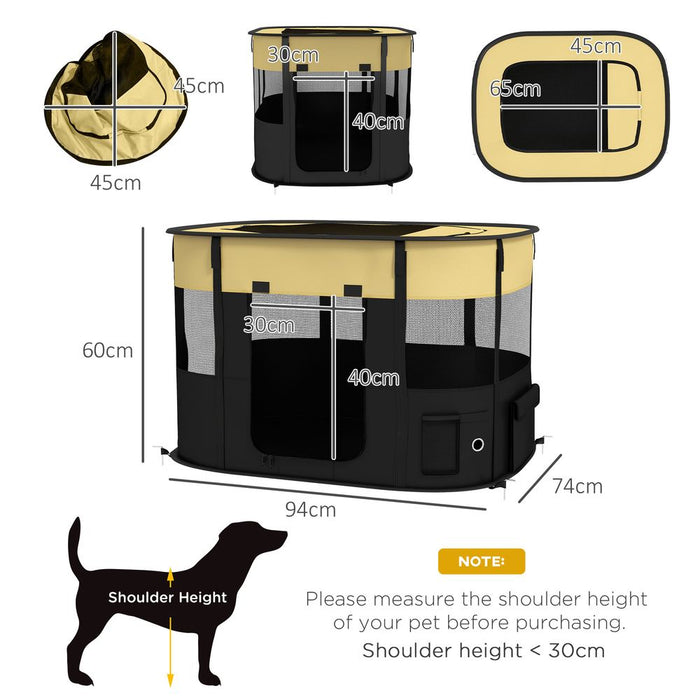 PawHut Portable Dog Pen - Puppies, Rabbits, Kittens - Yellow