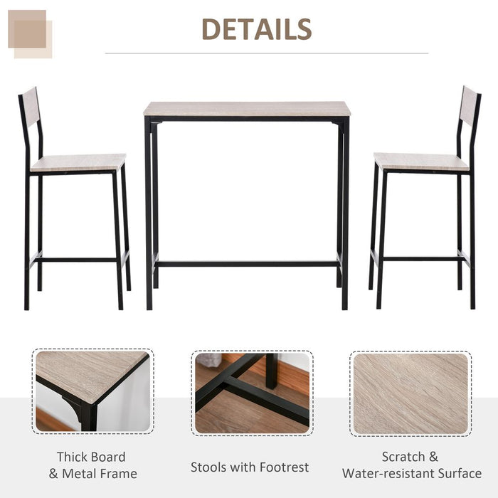 Premium Quality Metal Frame MDF Top Table & Bar Stool Set - Sleek Black Design