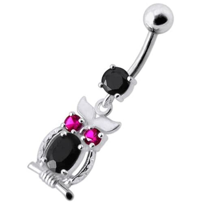 Jeweled Owl Dangling Navel Bar