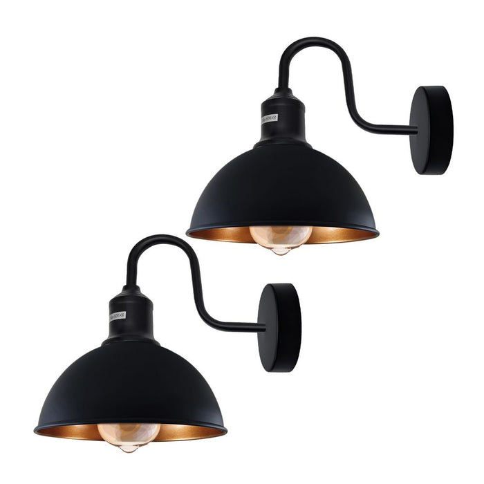 Modern Industrial Swan Neck Metal Arm E27 Sconce Wall Light Set Fixture for Living Room Dining Room Kitchen.