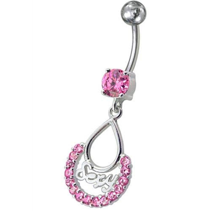 Fancy Silver SEXY Dangling Belly Navel Body Jewelry Ring