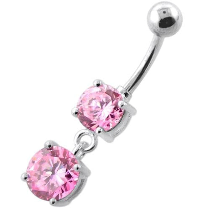 Round Jeweled Hanging Navel Belly Bar