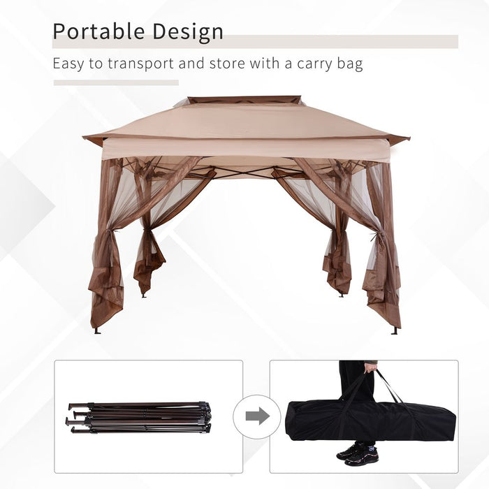 Gazebo, 325Lx325Wx295H cm-Khaki/Brown