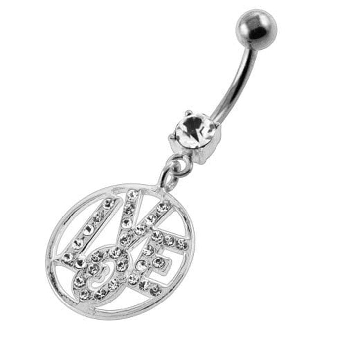 Jeweled Word LOVE Navel Belly Button Piercing