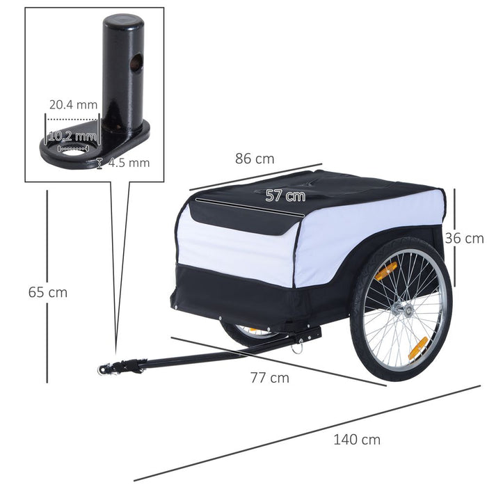 Bicycle Cargo Trailer Cover Black White Bike in Steel Frame Cover & Hitch Bike