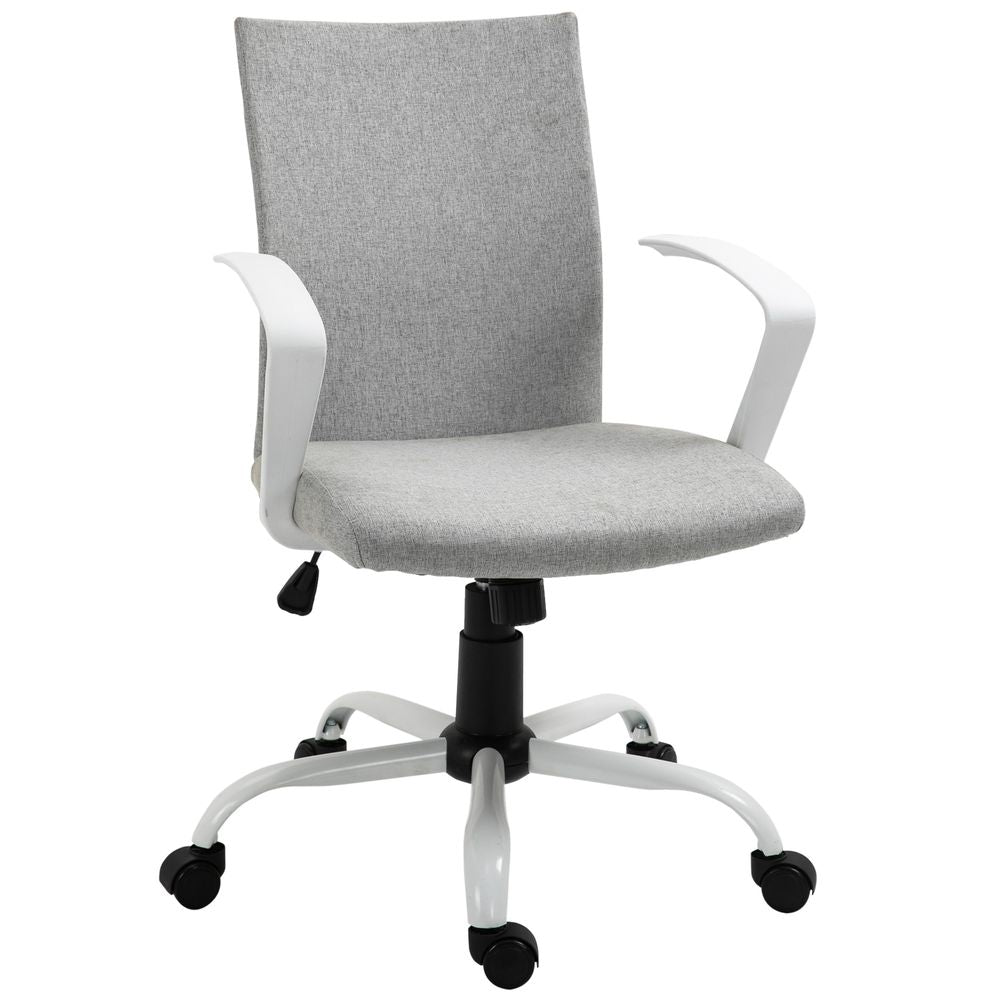 Linen Swivel Computer Desk Chair - Office Chair, Light Grey — InStock