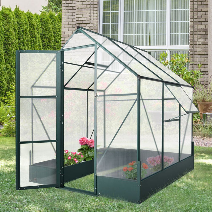 Premium Walk-in Greenhouse - Aluminum Frame, Polycarbonate Panels, Plant Bed