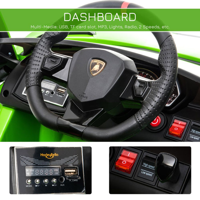 Lamborghini SVJ 12V Ride-On Car w/ Lights Music Remote 3-8 Yrs Green