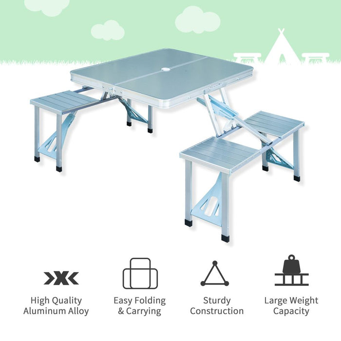 Versatile Outdoor Folding Table Chairs Set - Lightweight Aluminum for Camping, Picnic, Garden - Outsunny