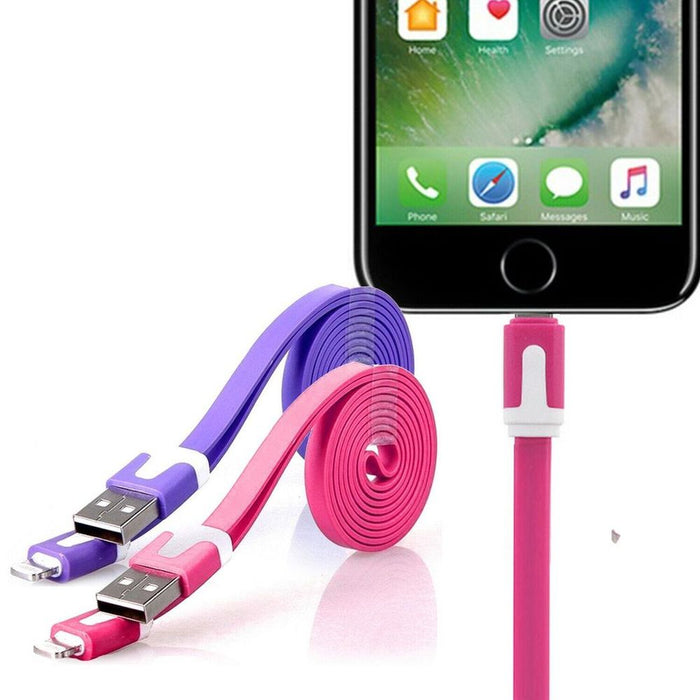 Tangle-Free 1m Micro USB Cable for Sync & Charge - Hot Pink