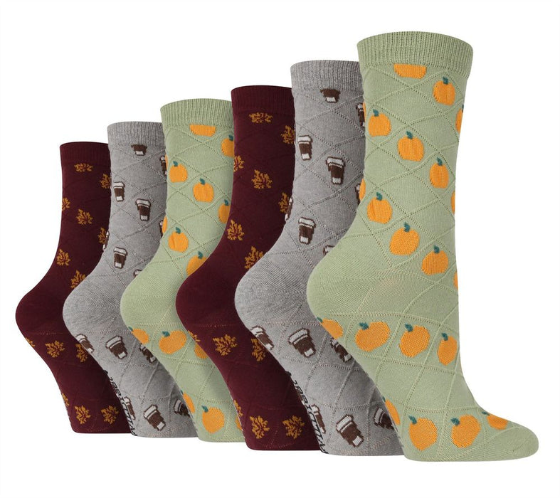 Wildfeet - Ladies 6 Pack Texture Knit Patterned Socks